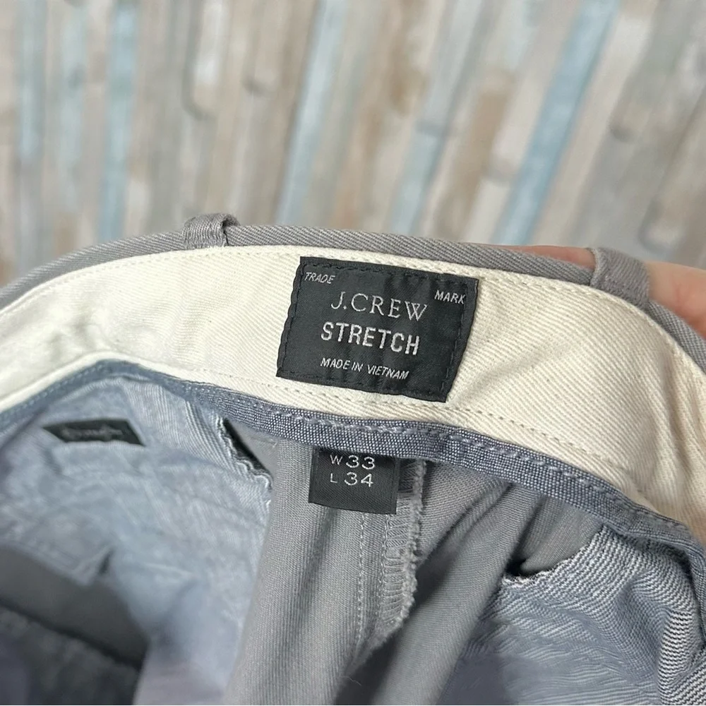 J Crew 33 Gray Stretch Chino Twill 770 Khaki‎ Pant Trouser Straight Fit Leg